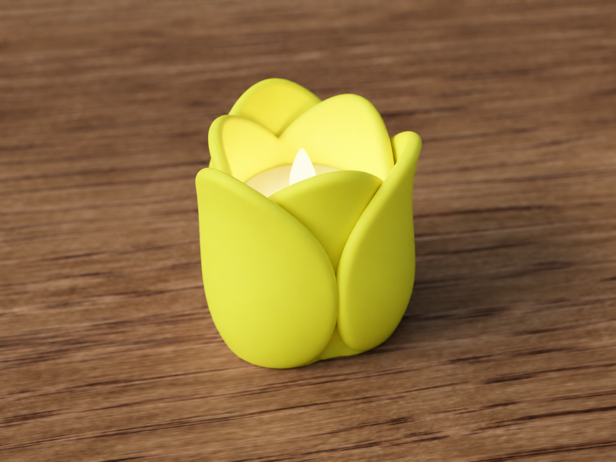 Tulip Votive Candle Holder — Matte PLA, Three Colorways
