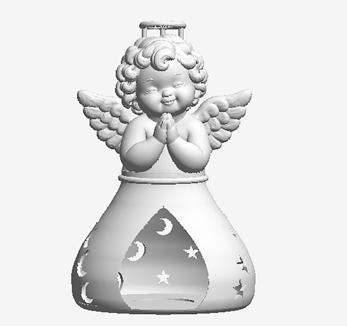 Praying Cherub Votive Holder — Unpainted 3D Printed Chubby Cherub LED Tealight Holder, Paint It Yourself