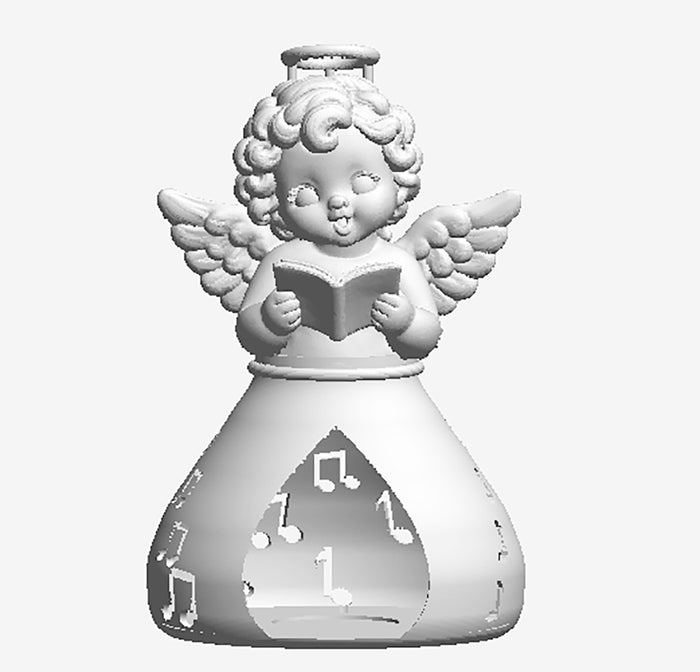Singing Cherub Votive Holder — Unpainted 3D Printed Chubby Cherub LED Tealight Holder, Paint It Yourself