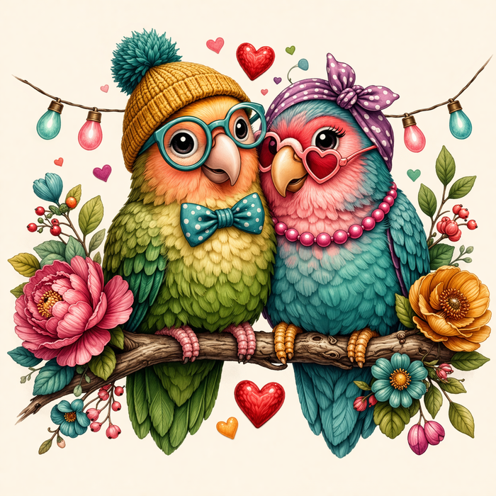 Lovebirds Diamond Painting Kit, Round Drill 40x40cm Full Drill Bird Diamond Art for Adults, DIY Wedding Gift Couple Wall Decor