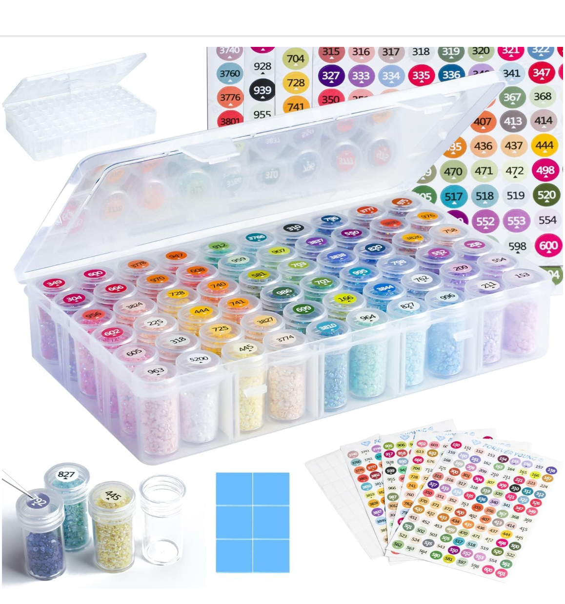 Diamond Painting Storage Containers, 1 Pack 60 Grids Bead Organizer and Diamond Painting Labels