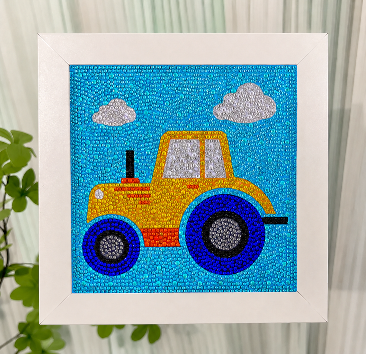 Tractor Diamond Painting Kit for Kids | Framed 5D Gem Art Craft Kit