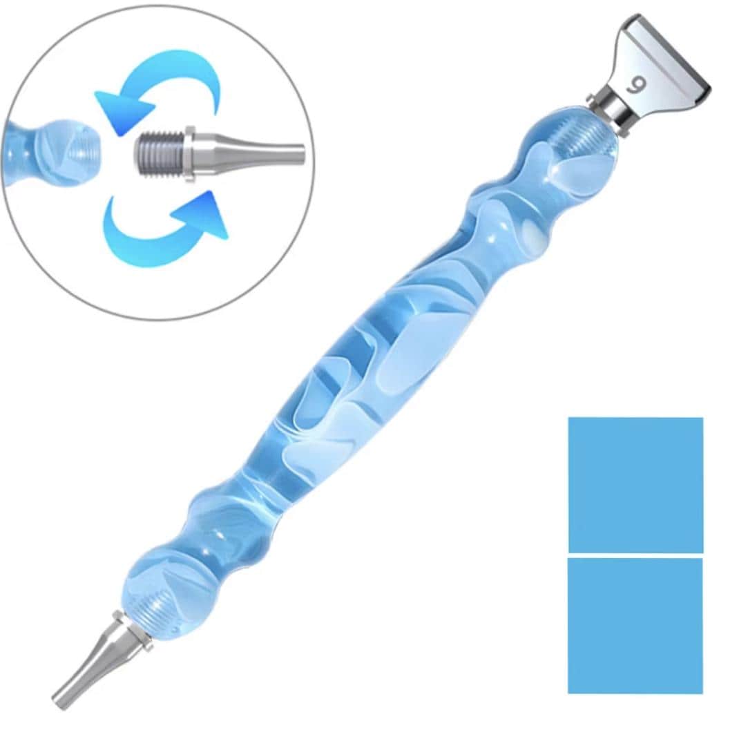 Resin Diamond Painting Drill Pen, 2 Threaded Metal Tips, 5D Diamond Stylus, 6 Colors