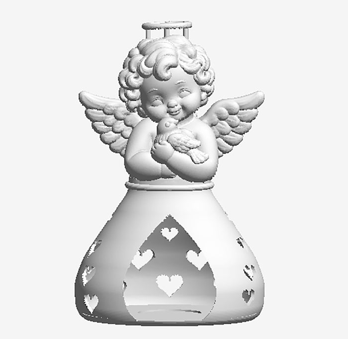 Dove Cherub Votive Holder — Unpainted 3D Printed Chubby Cherub LED Tealight Holder, Paint It Yourself