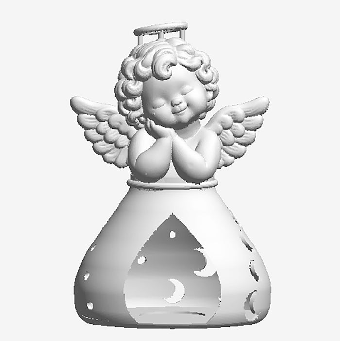Sleepy Cherub Votive Holder — Unpainted 3D Printed Chubby Cherub LED Tealight Holder, Paint It Yourself