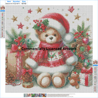 Christmas Teddy Bear diamond painting kit, A Beary Merry Christmas: pattern canvas with printed symbol grid and DMC color legend – image 2