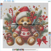 Christmas Teddy Bear diamond painting kit, A Beary Sweet Christmas: pattern canvas with printed symbol grid and DMC color legend – image 2