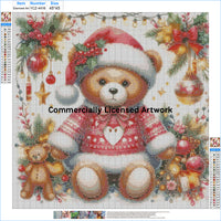 Christmas Teddy Bear diamond painting kit, All Lit Up for Christmas: pattern canvas with printed symbol grid and DMC color legend – image 2