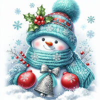 Cozy Snowman and Holly Berries diamond painting kit, finished canvas – image 3