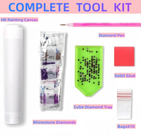 Complete tool kit: printed canvas, drill pen, rhinestone drills, glue wax, drill tray and 10 zip bags – image 3