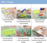 How to diamond paint: six-step photo guide showing how to pick up drills with the pen and press them onto the canvas – image 3