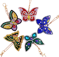Butterfly diamond painting keychain set, five jeweled butterflies – image 2