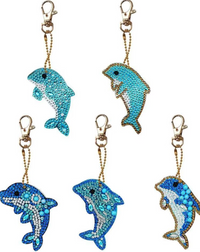 Dolphin diamond painting keychain set, five dolphins – image 10