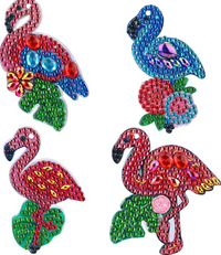 Flamingo diamond painting keychain set, four flamingos – image 4