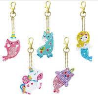 Kids animal diamond painting keychain set — narwhal, dinosaur, mermaid, unicorn, dolphin – image 16