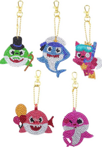 Cartoon sea friends diamond painting keychain set, five charms – image 7