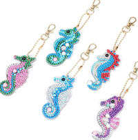 Seahorse diamond painting keychain set, six seahorses – image 5
