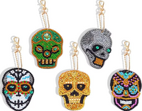 Sugar skull diamond painting keychain set, six skulls – image 9