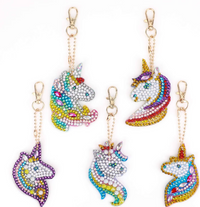 Unicorn head diamond painting keychain set, five unicorns – image 11