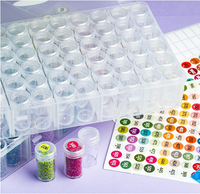 Clear diamond painting storage box of empty screw-top jars with a sheet of number labels – image 7