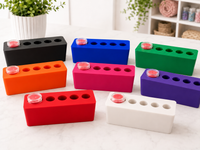 Drill Pen Station in all eight colors: black, blue, green, orange, pink, purple, red and white, each with a wax refill – image 1