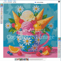 Diamond Painting Kit Ice Cream & Daisies, Full Drill Round Diamond Art for Adults, 40x40cm DIY Craft Kit, Cute Kitchen Wall Decor Gift – image 2
