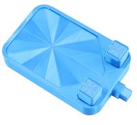 Light Blue diamond painting tray with its starburst lid snapped on, two drill cups in the corner wells and the pour spout – image 2