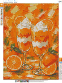 Orange Cream Parfait diamond painting kit pattern canvas: printed symbol grid with DMC color legend, before drills are applied – image 2