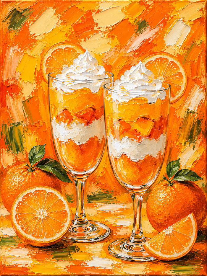 Diamond Painting Kit Orange Cream Parfait, Full Drill Round Diamond Art for Adults, 40x55cm DIY Craft Kit, Kitchen Wall Decor Gift