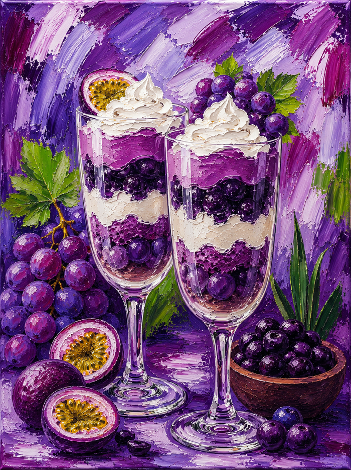 Diamond Painting Kit Berry Passionfruit Parfait, Full Drill Round Diamond Art for Adults, 40x55cm DIY Craft Kit, Kitchen Wall Decor Gift