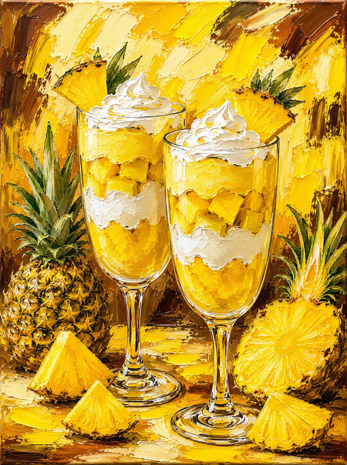 Diamond Painting Kit Pineapple Cream Parfait, Full Drill Round Diamond Art for Adults, 40x55cm DIY Craft Kit, Kitchen Wall Decor Gift