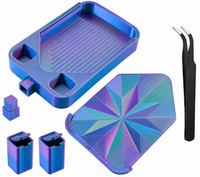 Red+Green+Blue diamond painting tray set in color-shift finish: open grooved tray, starburst lid, tweezers, two drill cups – image 9
