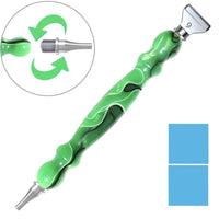 Green swirl resin diamond painting drill pen with a threaded metal tip, showing the screw-on tip swap – image 3