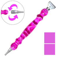 Magenta swirl resin diamond painting drill pen with a threaded metal tip, showing the screw-on tip swap – image 6