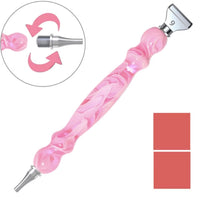 Pink swirl resin diamond painting drill pen with a threaded metal tip, showing the screw-on tip swap – image 5