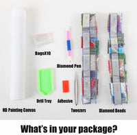 What's included in the Rosy Piglet diamond painting kit: rolled canvas, drill pen, drill tray, wax, tweezers, 10 zip bags and sealed drill strips – image 3