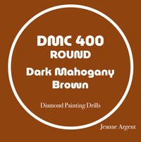 Color card for DMC 400 Dark Mahogany Brown round replacement diamond painting drills – image 5