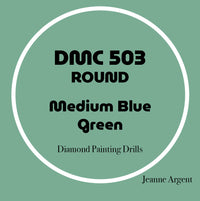 Color card for DMC 503 Medium Blue Green round replacement diamond painting drills – image 13