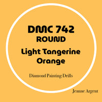 Color card for DMC 742 Light Tangerine Orange round replacement diamond painting drills – image 19