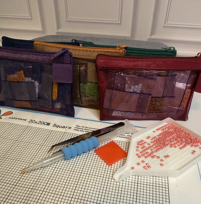 Surprise Square Diamond Painting Drills Sealed DMC-Labeled Mystery Packs with Zip Pouch | 10-Pack Random Color Grab Bag