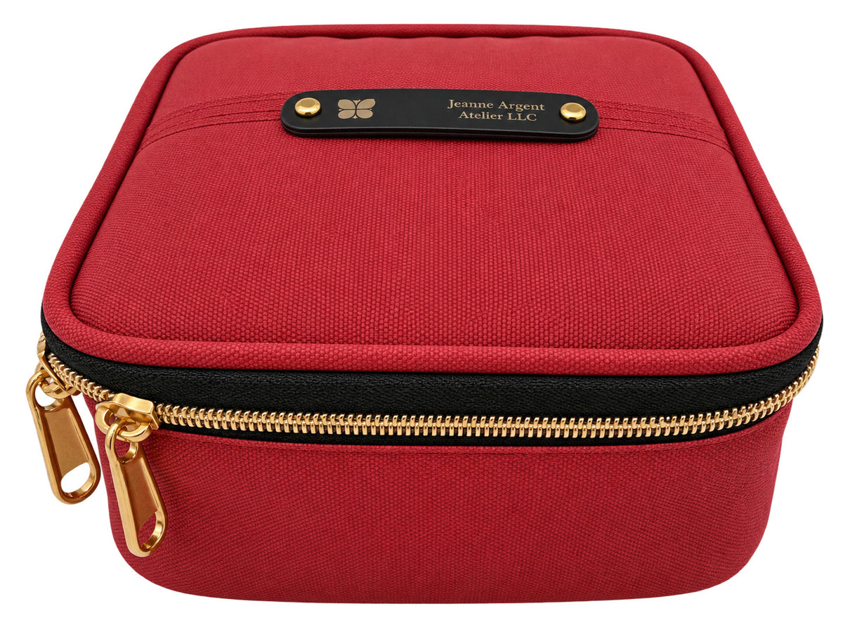 The Tool Keeper drill pen and tool case in True Red, zipped closed