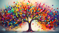 Colorful Tree of Life diamond painting kit, Prism Grove: finished 90x50cm full-coverage round drill canvas artwork – image 1