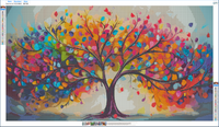 Colorful Tree of Life diamond painting kit pattern canvas: printed symbol grid with DMC color legend, before drills are applied – image 2