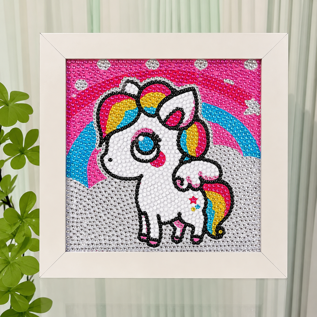 Unicorn Diamond Painting Kit for Kids | Framed 5D Gem Art Craft Kit